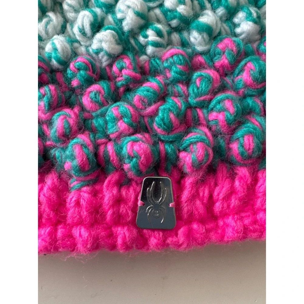 Girls Spyder Brrr Berry Beanie textured popcorn-stitch knit matching pom-pom top